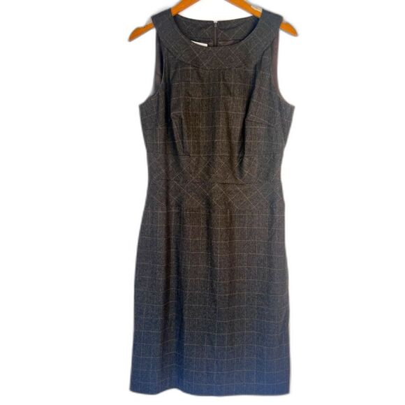 Donna Morgan Brown Windowpane Plaid Sleeveless Sheath Dress Size 10 - Picture 1 of 8